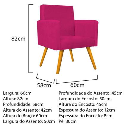 Imagem de kit 03 Poltronas Arenzza Palito Mel Suede Pink - KDAcanto Móveis