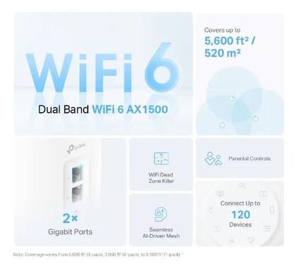 Imagem de Kit 03 Roteadores Wi-Fi 6 Mesh Deco X10 TP-Link Dual-Band AX1500
