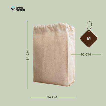Imagem de Kit 03 Sacos Ecológicos de Algodão Multiuso com cordão de Algodão