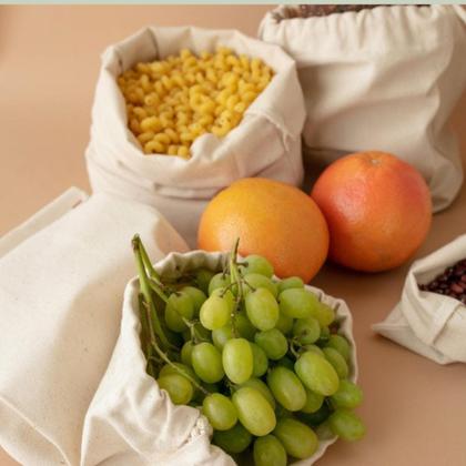 Imagem de Kit 03 Sacos Ecológicos de Algodão Multiuso com cordão de Algodão