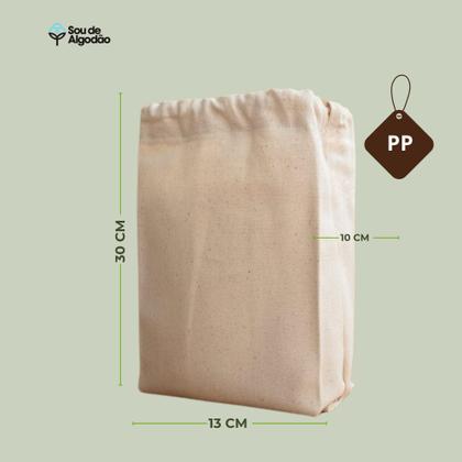 Imagem de Kit 03 Sacos Ecológicos de Algodão Multiuso com cordão de Algodão