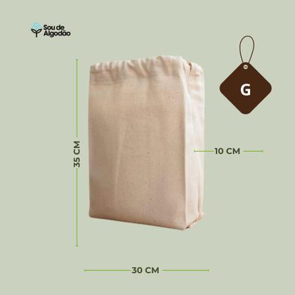Imagem de Kit 03 Sacos Ecológicos de Algodão Multiuso com cordão de Algodão