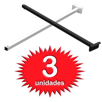 Imagem de KIT 03 Suportes Haste De Refletor Led Parede Fachada Banner Base L Curva 50 Cm