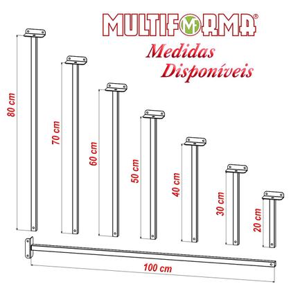 Imagem de KIT 03 Suportes Haste De Refletor Led Parede Fachada Banner Base L Curva 60 Cm