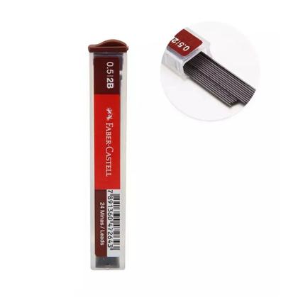 Imagem de Kit 03 Tubos de Grafite Técnico 0.5mm HB/ 2B/ B Faber Castell Polymer Tubo c/ 24 Minas Cada (Graduação à Escolher)