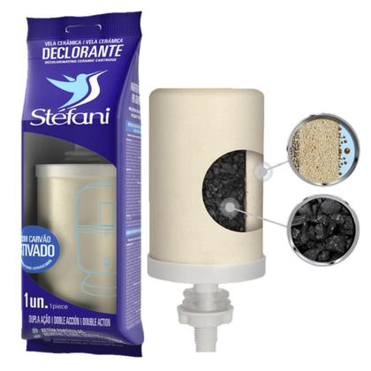 Imagem de Kit 03 un Vela Stéfani Declorante Dupla Ação Carvão Ativado 01 un Torneira Original Stéfani Clic Compativeis Filtros por gravidade,de barro,de cerâmi