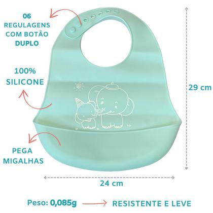 Imagem de Kit 03 Unidades Babador De Silicone Bebê Impermeável Blw Infantil