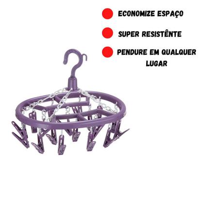 Imagem de Kit 03 Varal Para Roupas Intimas Cueca Calcinha Meia 18 Prendedores Oval De Apartamento Lavanderia