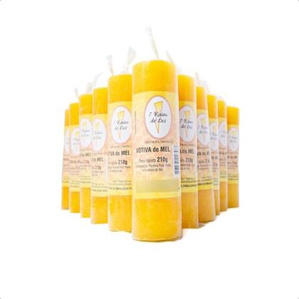 Imagem de Kit 03 Velas Votiva 7 Dias Mel Amarelo 210g Parafina Pura Aromática