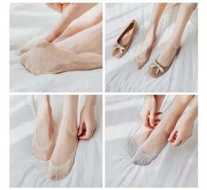 Imagem de KIT 03UN Meias de Seda Silicone Para Mulheres Antiderrapante Invisível Fino