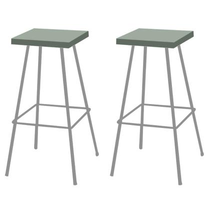 Imagem de Kit 04 Banquetas Alta Eliza 75cm Industrial Para Cozinha Ferro Prata 100% MDF Verde - Ahazzo Móveis