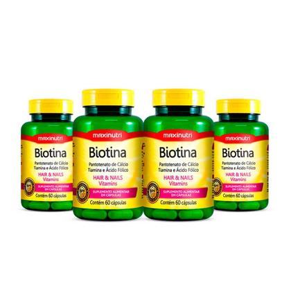 Imagem de Kit 04 Biotina Cabelo Unhas Vitaminas + Acido Fólico 60 Caps