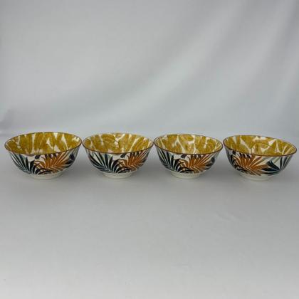 Imagem de Kit 04 Bowl Tigela Cumbuca Cerâmica Folhagem Tropical Grande