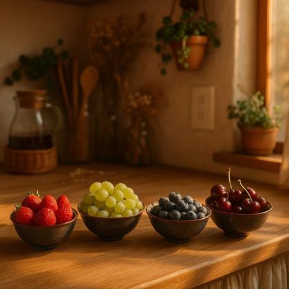 Imagem de Kit 04 Bowl Tigela Cumbuca Cerâmica Folhagem Verde Pequeno