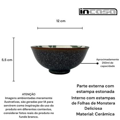 Imagem de Kit 04 Bowl Tigela Cumbuca Cerâmica Folhagem Verde Pequeno