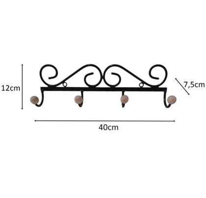 Imagem de Kit 04 Cabideiros de Parede Tradicional com 4 Ganchos - Oferta de Fábrica
