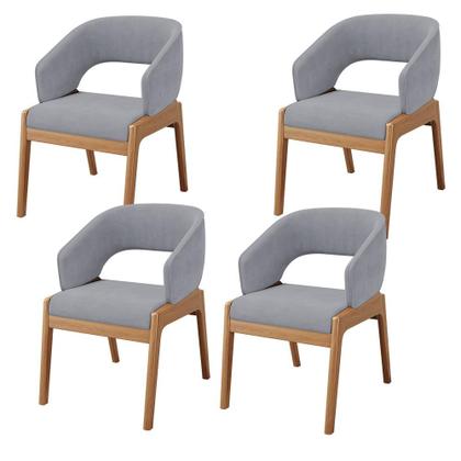 Imagem de Kit 04 Cadeiras de Jantar e Estar Living Estofada Lince L02 Suede Cinza - Lyam Decor