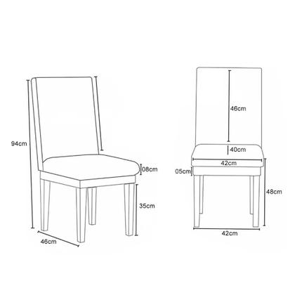 Imagem de Kit 04 Cadeiras Estofada Alice Para Mesa de Jantar  Linho Bege - Madeira Prima Deccor