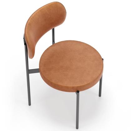 Imagem de Kit 04 Cadeiras Estofadas Para Sala De Jantar Louvre L02 material sintético Canela - Lyam Decor