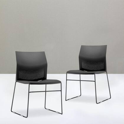 Imagem de Kit 04 Cadeiras Fixa Base Preta Empilhável Connect F02 Preto - Lyam Decor