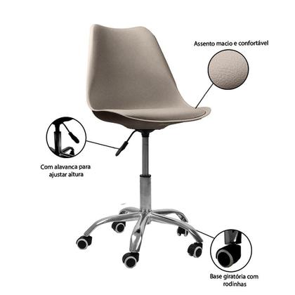 Imagem de Kit 04 Cadeiras Office Base Cromada Giratória Saarinen