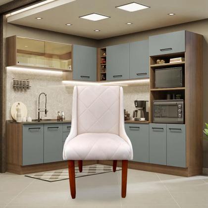 Imagem de Kit 04 Cadeiras Para Sala de Jantar Lizz Pés Palito Veludo Bege - D'Classe Decor