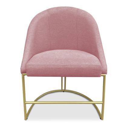 Imagem de Kit 04 Cadeiras Poltrona de Jantar Bela Veludo Rosê Base Metálica Industrial Dourado - Pallazio