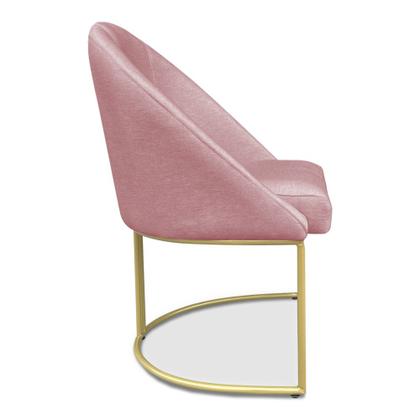 Imagem de Kit 04 Cadeiras Poltrona de Jantar Bela Veludo Rosê Base Metálica Industrial Dourado - Pallazio