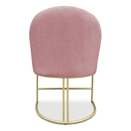 Imagem de Kit 04 Cadeiras Poltrona de Jantar Bela Veludo Rosê Base Metálica Industrial Dourado - Pallazio