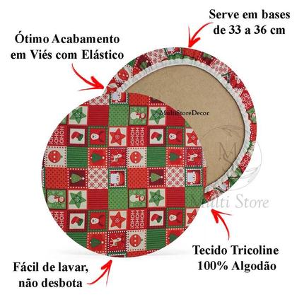 Imagem de KIT 04 Capa de Sousplat Patch Natal - 35 cm - Várias Cores e Estampas - Supla Jogo Americano
