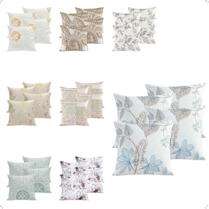 Imagem de Kit 04 Capas Almofada Estampada Line 45 x 45cm Lince Hipercal 180 Fios Sofá Tons