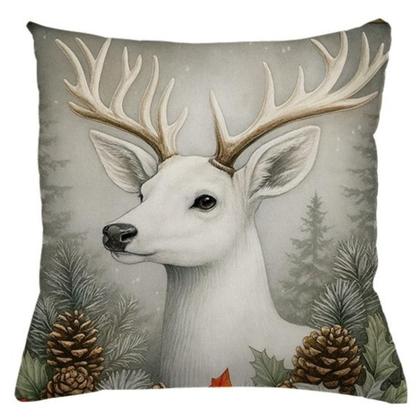 Imagem de Kit 04 Capas de Almofadas Natalinas Para Sofá de Alta Qualidade Para Natal Decoração Rena Branca Envio Rápido