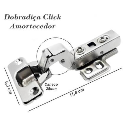 Imagem de Kit 04 Dobradiças Amortecedor Click Slow 35mm Móveis Portas