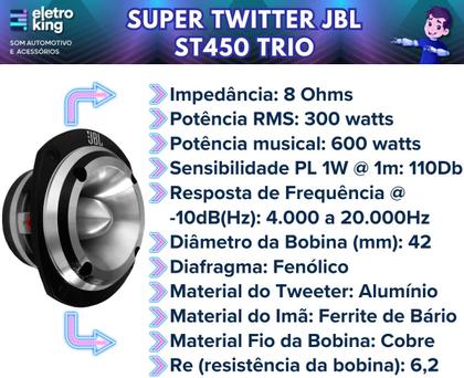 Imagem de Kit 04 Driver JBL D250X 100W e 02 Super Tweeter JBL ST450 Trio 300W com 04 Cornetas JBL HL25 Trio de Alumínio