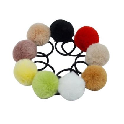 Imagem de Kit 04 elásticos cabelo pompom veludo delicado novidade chic