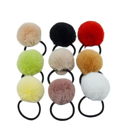 Imagem de Kit 04 elásticos cabelo pompom veludo delicado novidade chic