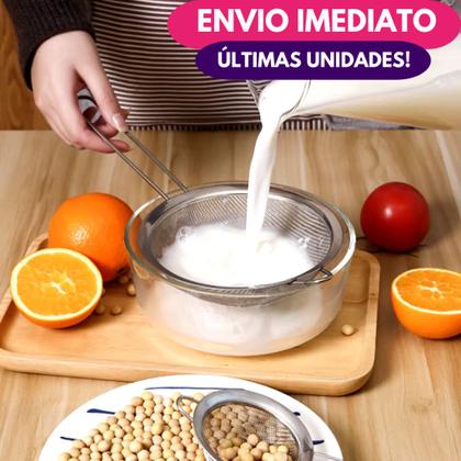 Imagem de Kit 04 Pç Peneira Aço Inox Utensílio Para Cozinha Peneirar Polvilhar Coar Tamanho 2x 14 e 2x 16