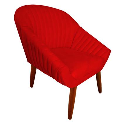 Imagem de Kit 04 Poltrona Anitta Pés Palito Suede Vermelho - D'Classe Decor