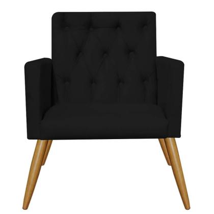Imagem de Kit 04 Poltrona Cadeira Decorativa Fernanda  Pé Palito Para Sala de Estar Recepção Escritório Corinho Preto - Damaffê Móveis