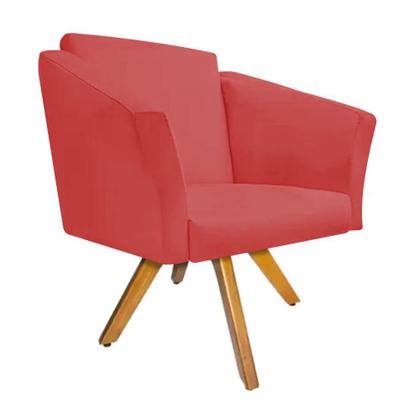 Imagem de Kit 04 Poltrona Cadeira Decorativa  Win Base Giratória Sala de Estar Recepção Escritório Suede Vermelho - Damaffê Móveis