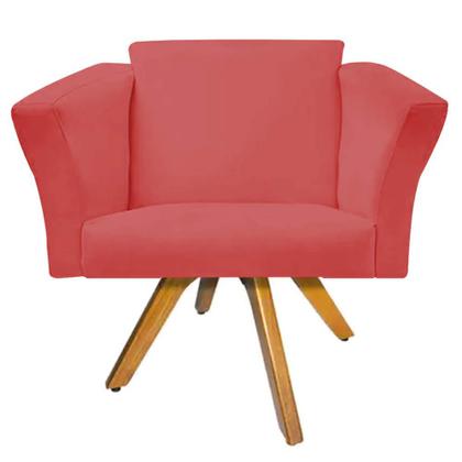 Imagem de Kit 04 Poltrona Cadeira Decorativa  Win Base Giratória Sala de Estar Recepção Escritório Suede Vermelho - Damaffê Móveis