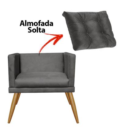 Imagem de Kit 04 Poltrona Cadeira Milena Confort Com almofada Sala Recepção Escritório Pé Madeira material sintético Cinza - DAMAFFÊ MÓVEIS
