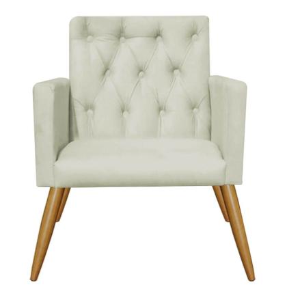 Imagem de Kit 04 Poltrona Cadeira Nina Captone Decorativa Recepção Sala De Estar Suede Bege - KDAcanto Móveis