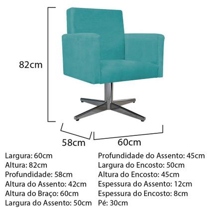 Imagem de Kit 04 Poltronas Beatriz Base Giratória de Metal Suede Azul Turquesa - DAMAFFÊ MÓVEIS