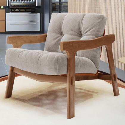 Imagem de Kit 04 Poltronas Decorativa Fixa Para Sala Living Ikary L02 Canela Prime Bouclê Bege Escuro - Lyam Decor