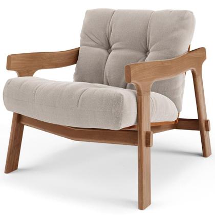 Imagem de Kit 04 Poltronas Decorativa Fixa Para Sala Living Ikary L02 Canela Prime Bouclê Bege Escuro - Lyam Decor