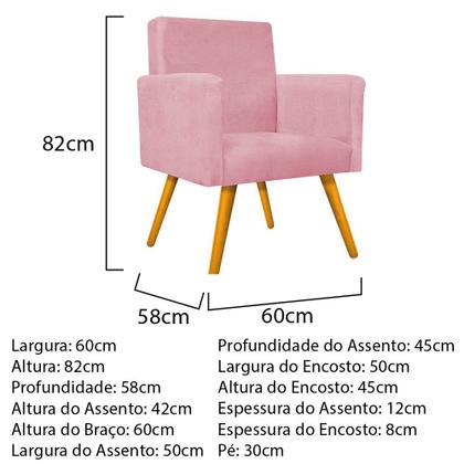 Imagem de kit 04 Poltronas Decorativas Arenzza Palito Mel Suede Rosa Bebê - DAMAFFÊ MÓVEIS