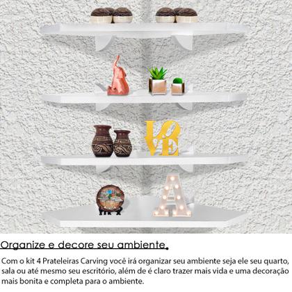 Imagem de Kit 04 Prateleira De Parede De Canto Organizadora P/ Quarto Sala Cozinha 35 X 35 cm Carving