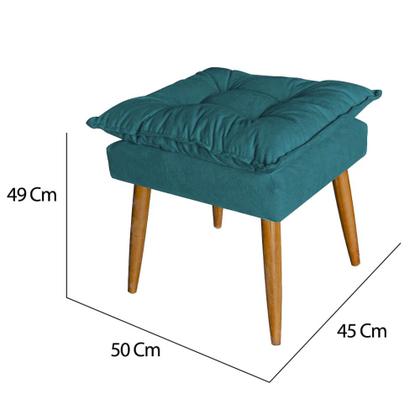 Imagem de Kit 04 Puff Puf Banqueta Opala Para Quarto Sala Recepção Suede Azul Turquesa - Ninho Decor