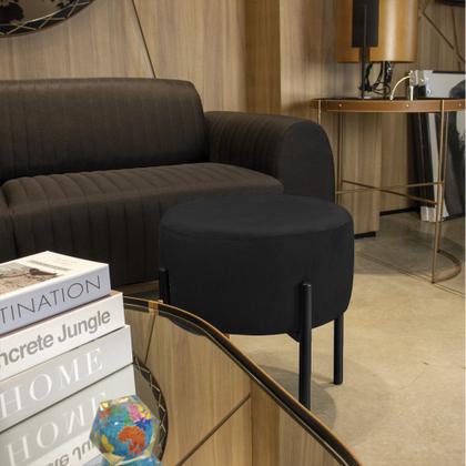Imagem de Kit 04 Puffs Iron Suede Preto Base Preto Palito